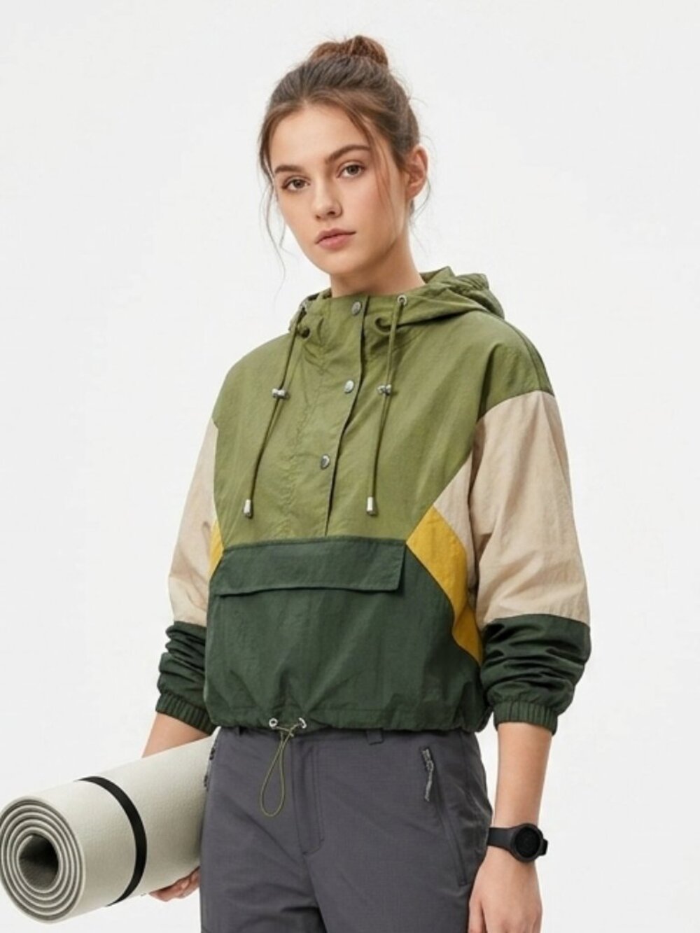 Cisono Jacket Cropped Hooded Utility Green Gorpcore Anorak L